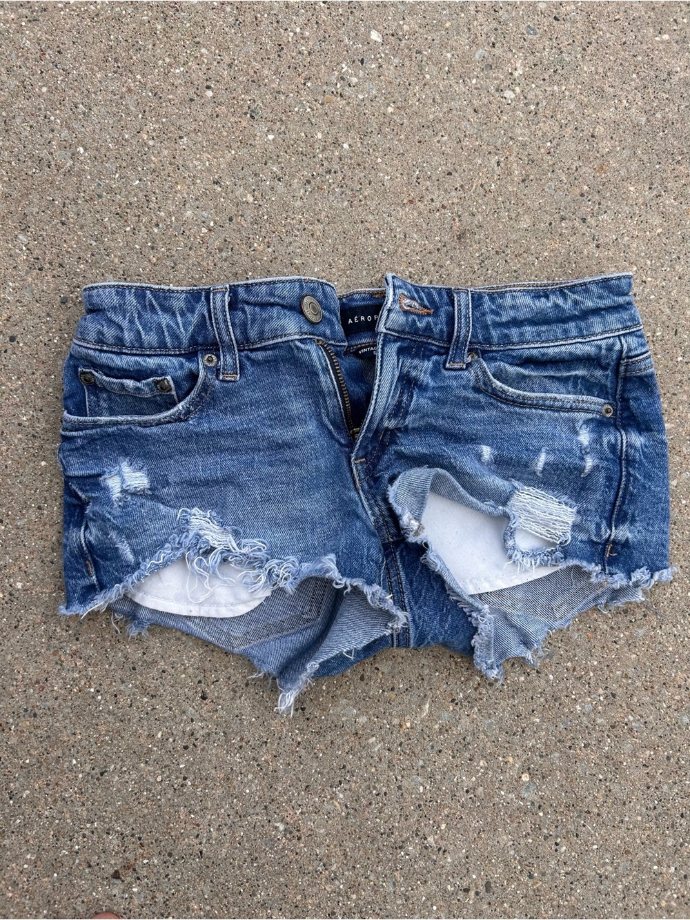 Aeropostale Women's Blue Distressed Denim Cutoff Shorts